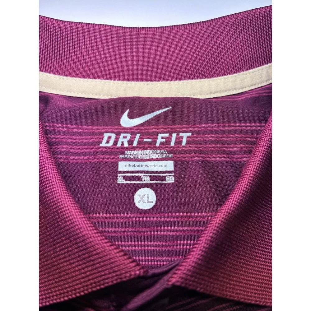 Nike FSU Florida State Seminoles Men's Polo Shirt Dri-FIT Size XL Garnet Gold
